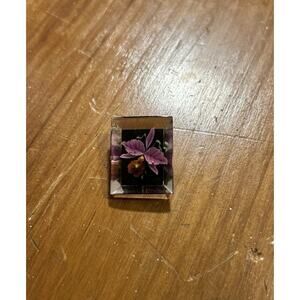 Vintage Small 1940s Reverse Carved Clear Lucite Flower Brooch Pin Lilly Cottage